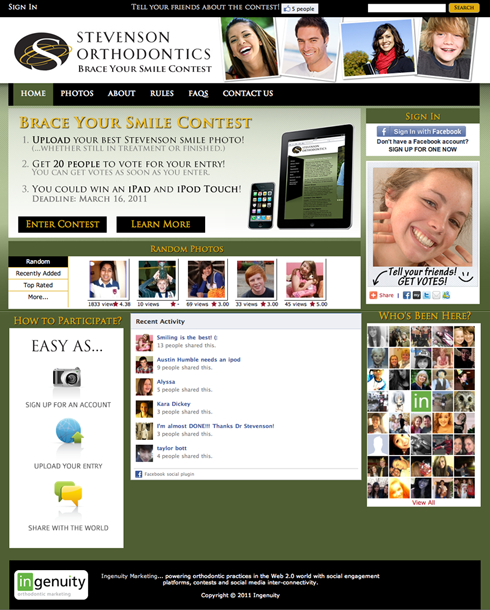 Home page for the "Brace Your Smile" contest, created using the Votridea contest platform.