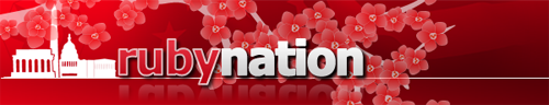 RubyNation graphic, combining various DC landmarks and cherry blossoms.